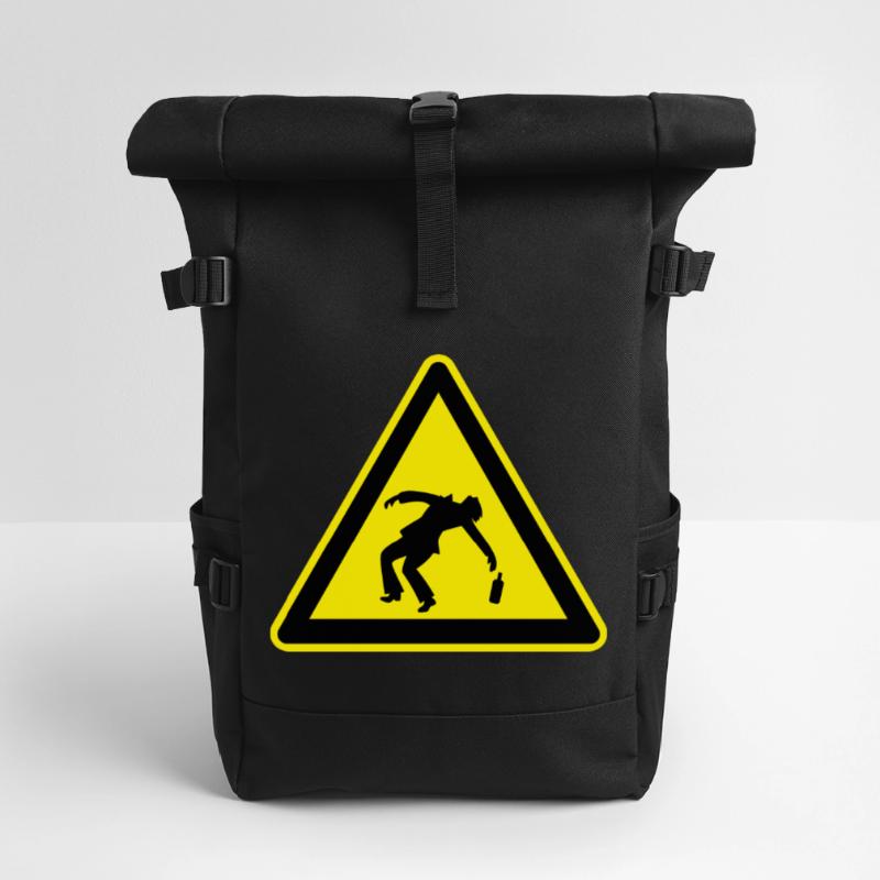 Caution Drunk Roll Top Backpack