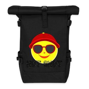 Smiley with cap summer hot sunshine heat glasses - Roll Top Backpack - black - Front
