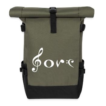 Love Musik Note - Rolltop Rucksack - Olive/Schwarz - Vorne