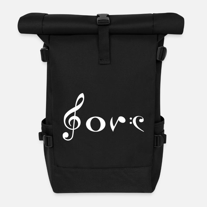 Love Musik Note - Rolltop Rucksack - Schwarz