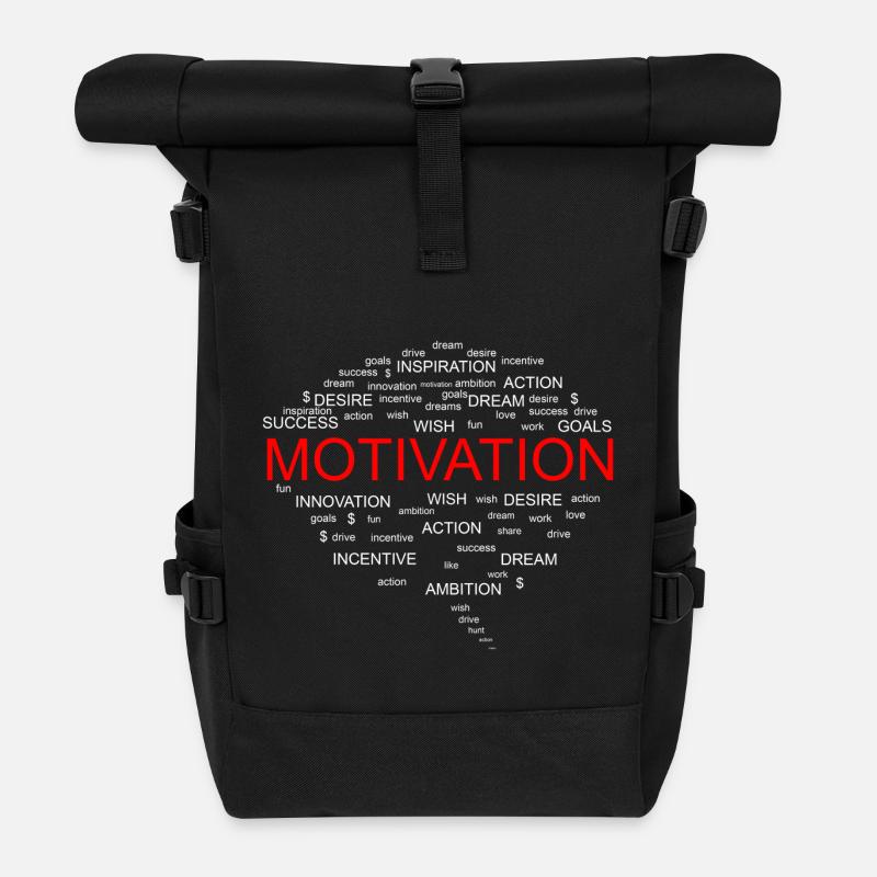 Motivation weiß - Rolltop Rucksack - Schwarz