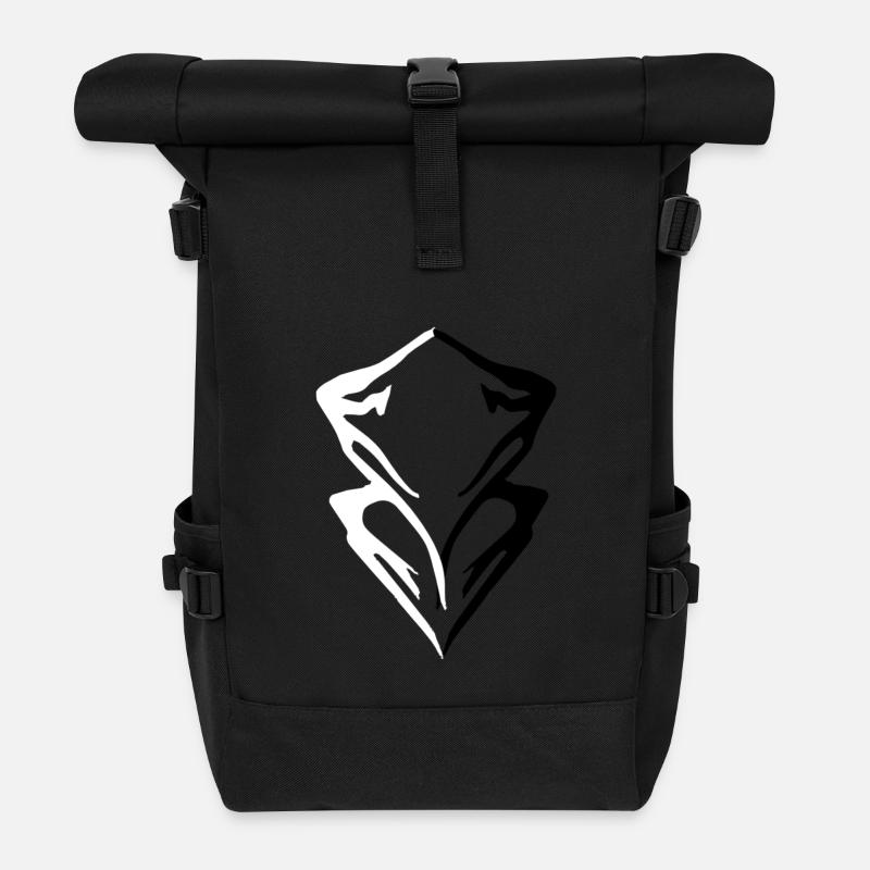 Gipfel-Berg-Logo - Rolltop Rucksack - Schwarz
