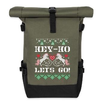 ugly christmas sweater mit einhorn - Rolltop Rucksack - Olive/Schwarz - Vorne