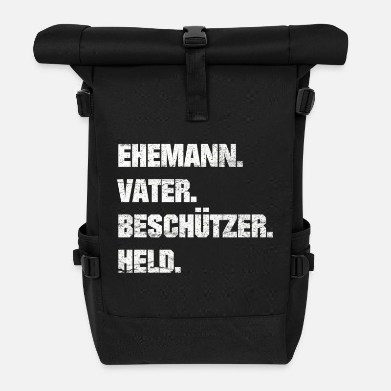 LUSTIGES EHEMANN VATER BESCHÜTZER HELD SPRÜCHE - Rolltop Rucksack - Schwarz