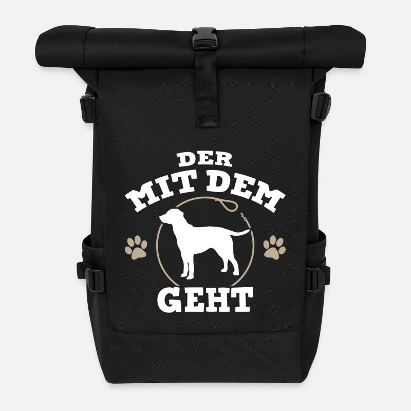 Der mit dem Labrador, Ridgeback geht - Rolltop Rucksack - Schwarz