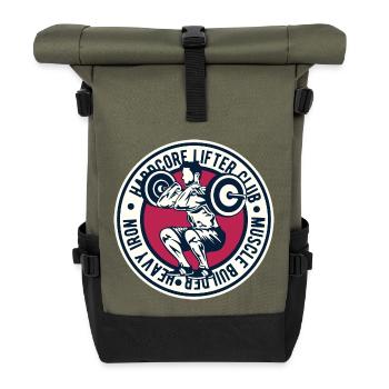 Powerlifter Fitness Sport Lifestyle Sport Iron - Roll Top Backpack - olive/black - Front