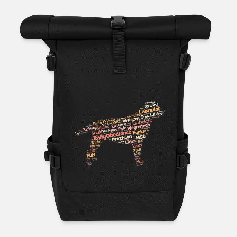 Labrador Rally Obedience Wordcloud - Rolltop Rucksack - Schwarz