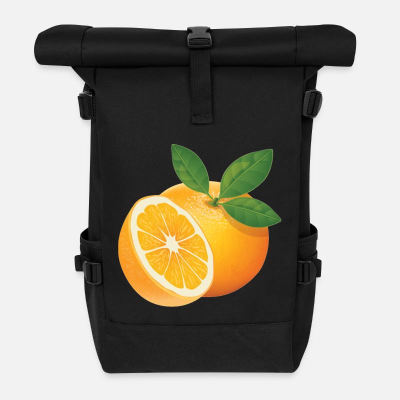 Orange - Rolltop Rucksack - Schwarz