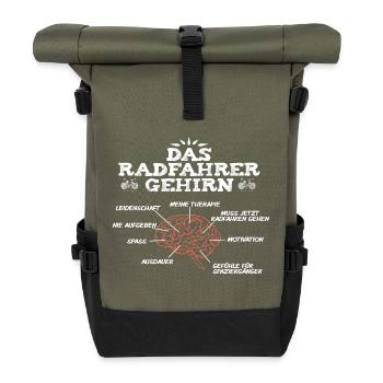 Fahrradfahrer Gehirn Rad Fahrrad Mtb Mountainbike - Rolltop Rucksack - Olive/Schwarz - Vorne