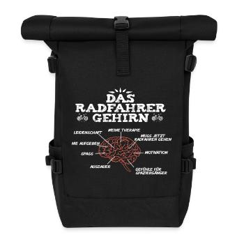Fahrradfahrer Gehirn Rad Fahrrad Mtb Mountainbike - Rolltop Rucksack - Schwarz - Vorne
