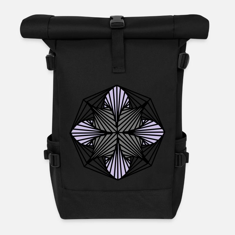 Geometrische Kunst: Achteck (schattiert) - Rolltop Rucksack - Schwarz