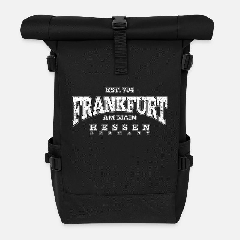 Frankfurt am Main (white oldstyle) - Rolltop Rucksack - Schwarz