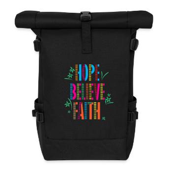 Hoffen Vertrauen Glauben Motivation Muster - Rolltop Rucksack - Schwarz - Vorne