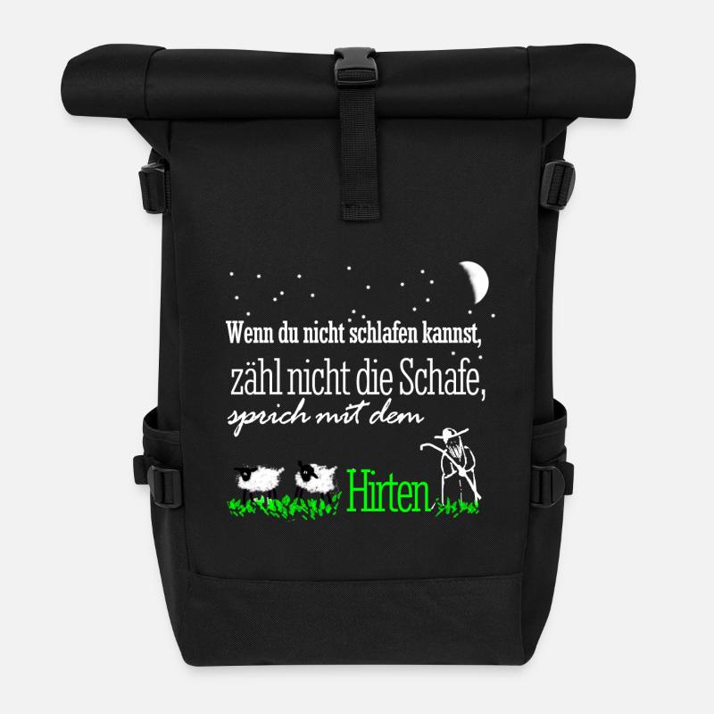 Schafe zählen - Rolltop Rucksack - Schwarz