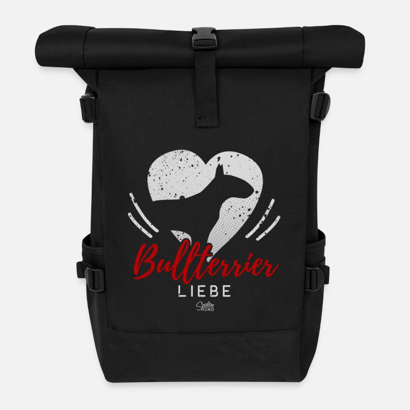 Bullterrier Liebe mit Herz - Rolltop Rucksack - Schwarz