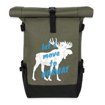 Norwegen Elch Auswandern Umzug Geschenk - Rolltop Rucksack - Olive/Schwarz - Vorne