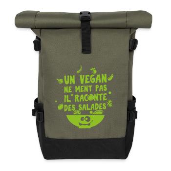 VEGAN - Sac à dos roll top - olive/noir - Devant