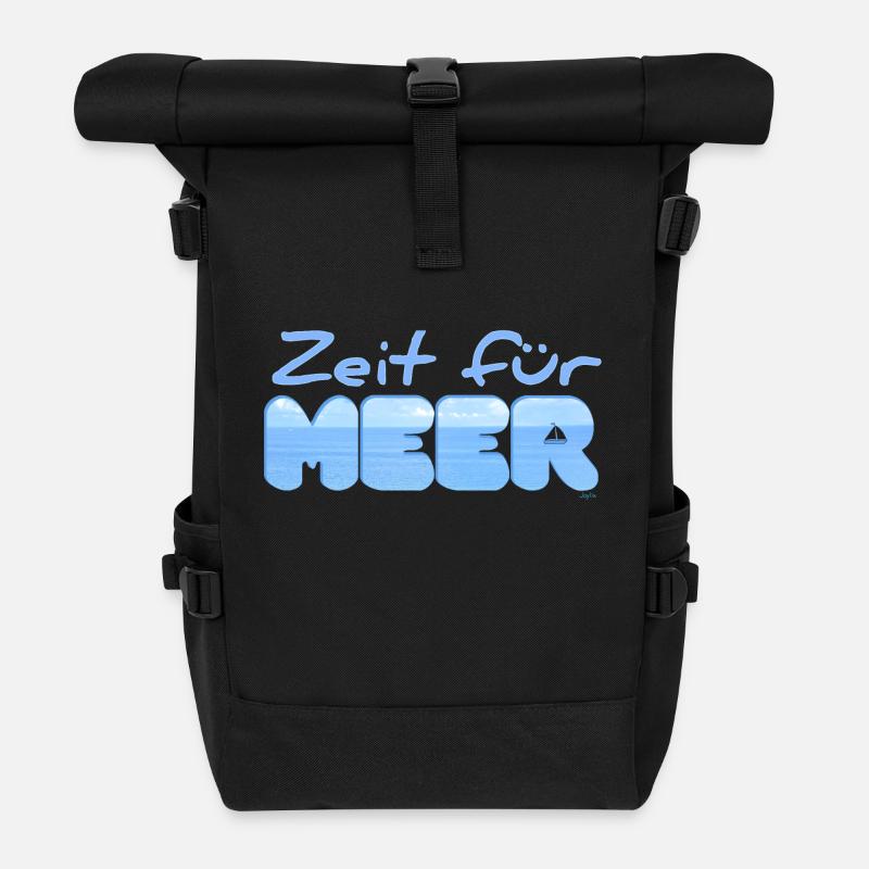 Zeit für MEER - Rolltop Rucksack - Schwarz