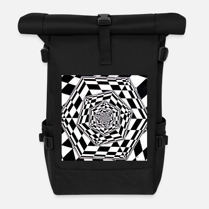 zurückkehrender Würfel - Rolltop Rucksack - Schwarz