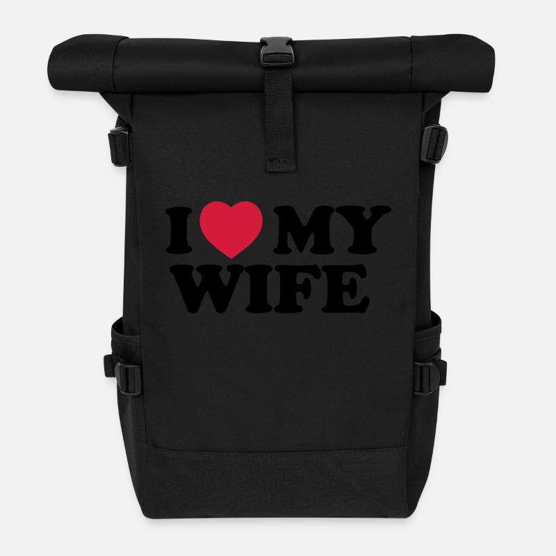 I love my wife - Roll Top Backpack - black