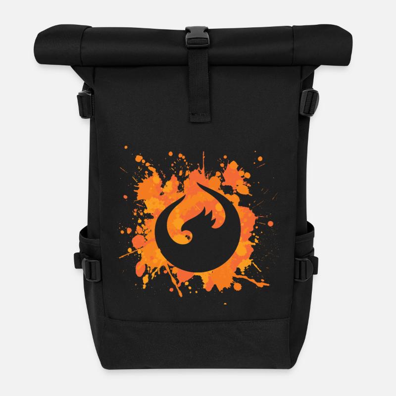 UI5 Phoenix Splash Orange - Roll Top Backpack - black