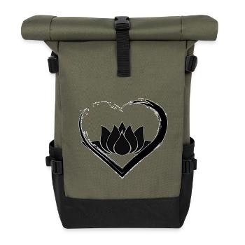 Black Heart Lotus - Roll Top Backpack - olive/black - Front