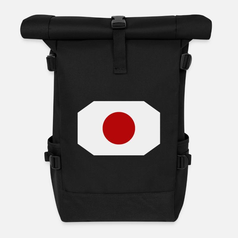 japan flag - Roll Top Backpack - black