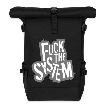 umriss kontur text rebellisch fuck the system logo - Rolltop Rucksack - Schwarz - Vorne