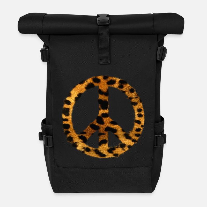 Peace my love - Roll Top Backpack - black