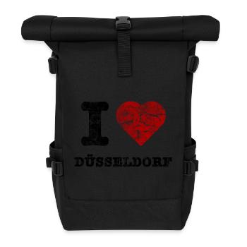 i_love_duesseldorf_vintage - Rolltop Rucksack - Schwarz - Vorne