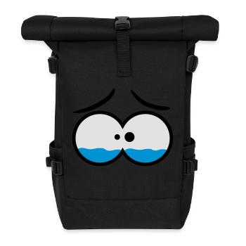 Sad Crying Comic Eyes - Roll Top Backpack - black - Front