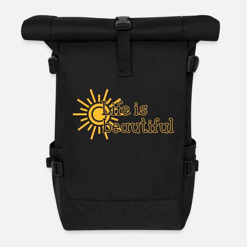 Life is beautiful - Rolltop Rucksack - Schwarz