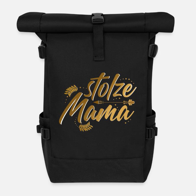 Stolze Mama goldfarben - Rolltop Rucksack - Schwarz