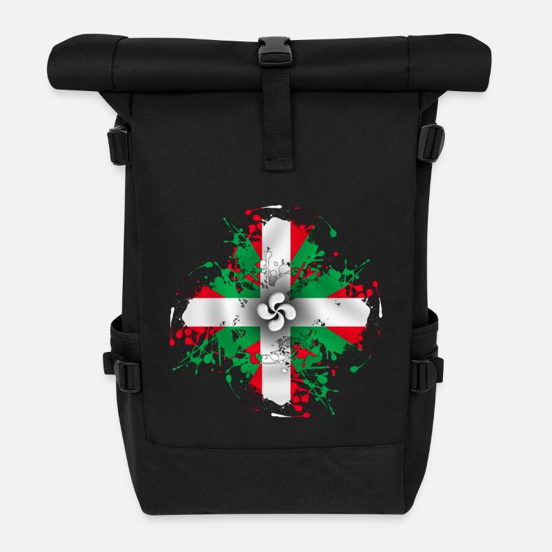 Ddrapeau Basque - Ikurriña - Sac à dos roll top - noir