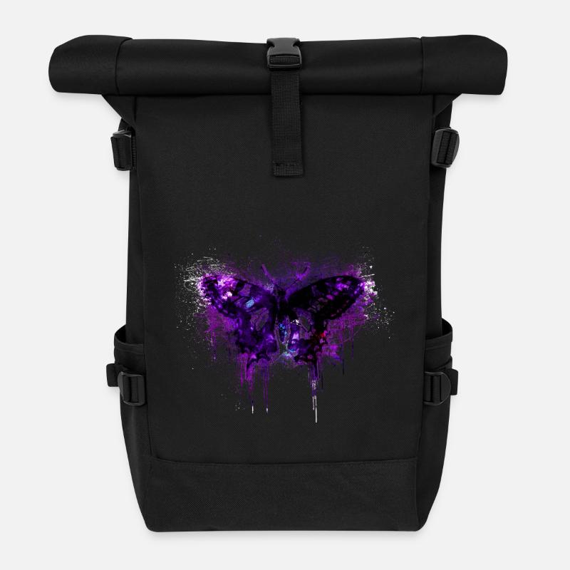 Schmetterling - Rolltop Rucksack - Schwarz