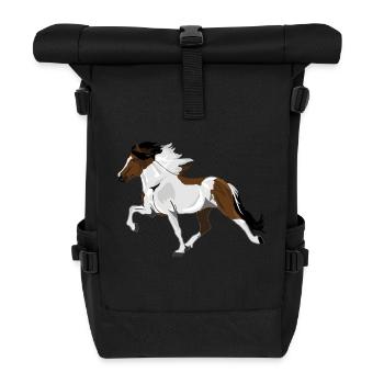 We LOVE Tölter - Islandpferd Schecke - Rolltop Rucksack - Schwarz - Vorne