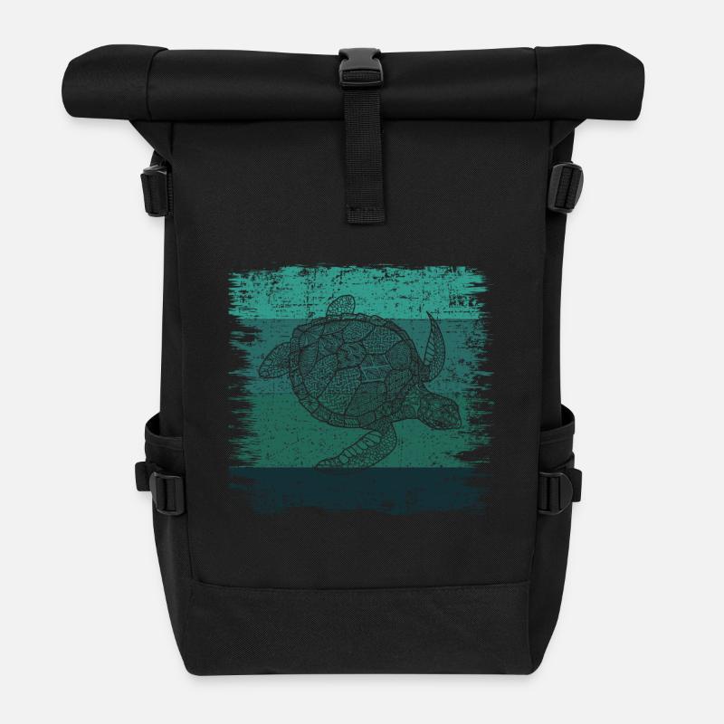 Schildkröte - Rolltop Rucksack - Schwarz