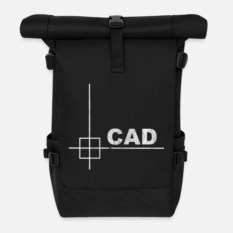 Minimal CAD Konstrukteur Technik Design - Rolltop Rucksack - Schwarz