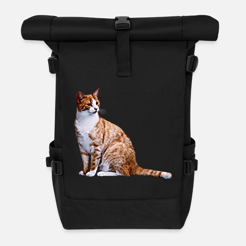 Cat Cats Cat Cats Cat Love - Roll Top Backpack - black