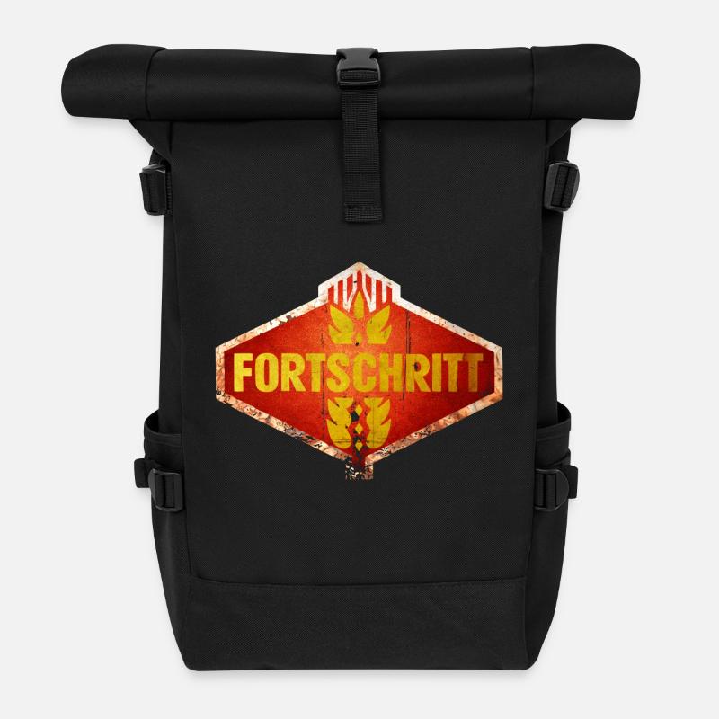 DDR FORTSCHRITT Ostalgie Vintage Logo - Rolltop Rucksack - Schwarz