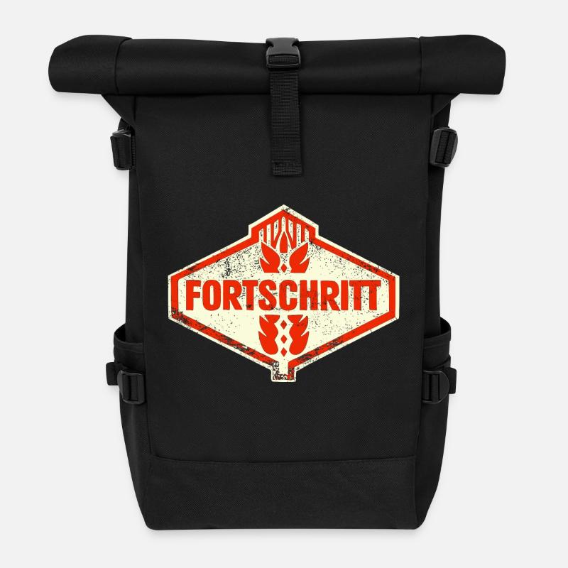 DDR FORTSCHRITT Retro Logo Ostalgie LPG - Rolltop Rucksack - Schwarz