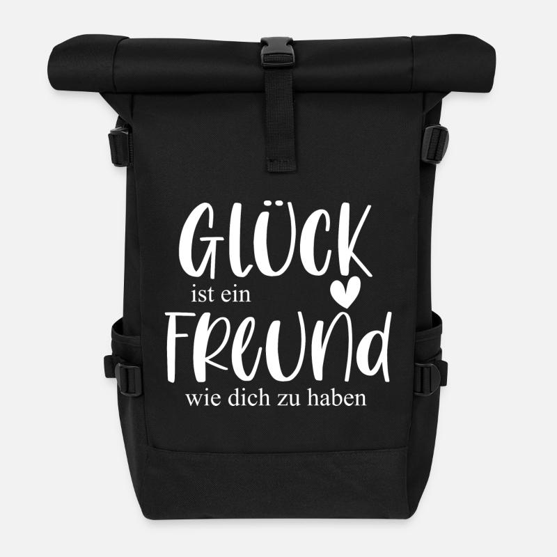 Freund Geschenk Bedanken Glück - Rolltop Rucksack - Schwarz