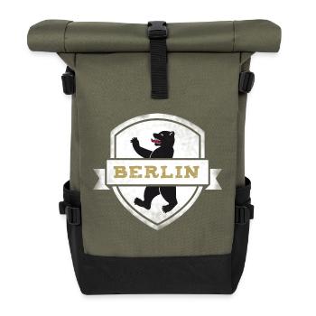berlin bear coat of arms capital germany wall tri - Roll Top Backpack - olive/black - Front