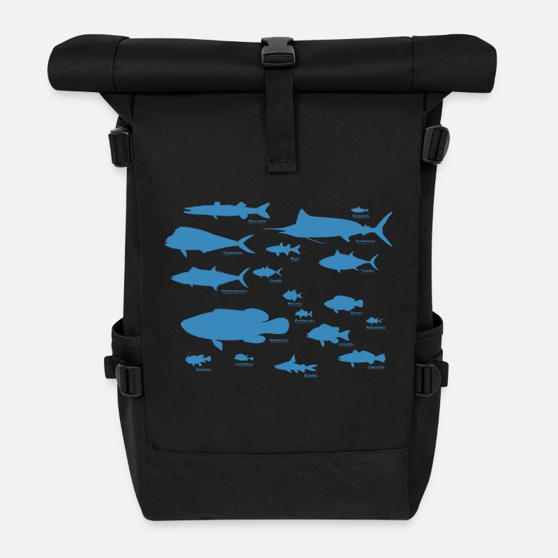 Poisson marin 01 - Sac à dos roll top - noir