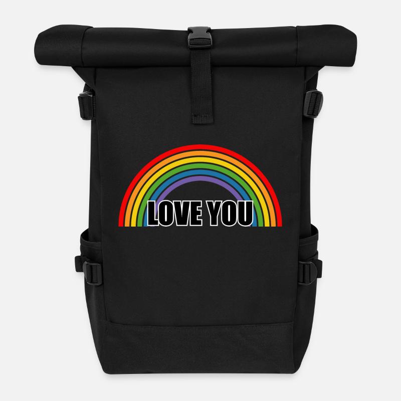 Regenbogen love you - Rolltop Rucksack - Schwarz