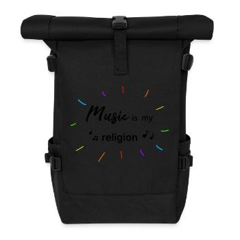 music is my religion - Rolltop Rucksack - Schwarz - Vorne