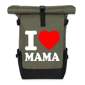 I love mama - Rolltop Rucksack - Olive/Schwarz - Vorne
