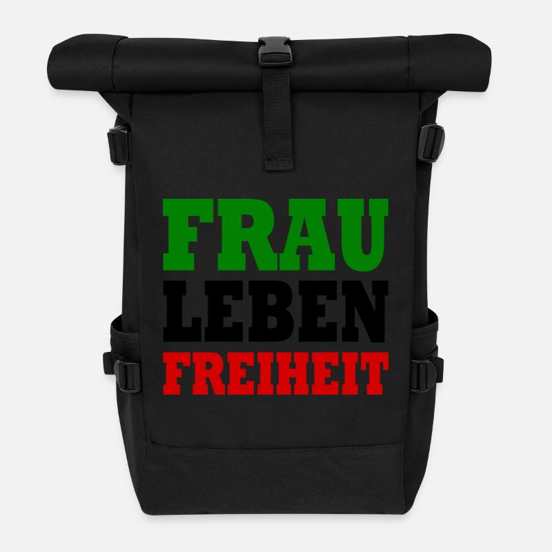 Frau leben freiheit - Rolltop Rucksack - Schwarz