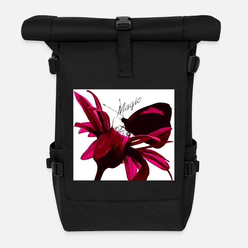 Papillon magique rouge - Sac à dos roll top - noir