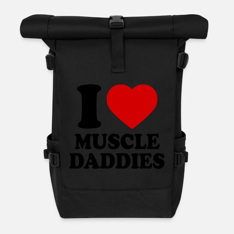 I love muscle daddies - Rolltop Rucksack - Schwarz